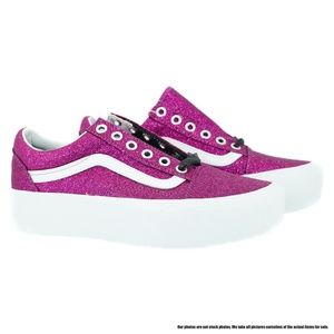 VANS OLD SKOOL PLATFORM WOMEN'S PLATFORM SNEAKERS (Pink/ Glitter)